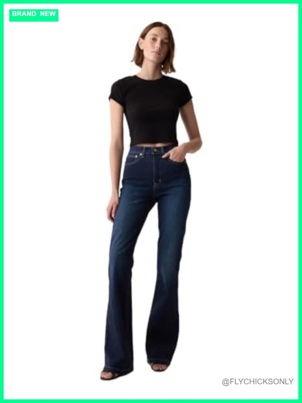 High Rise Flare Denim Jeans Machine Washable Flared Fit Casual Wear